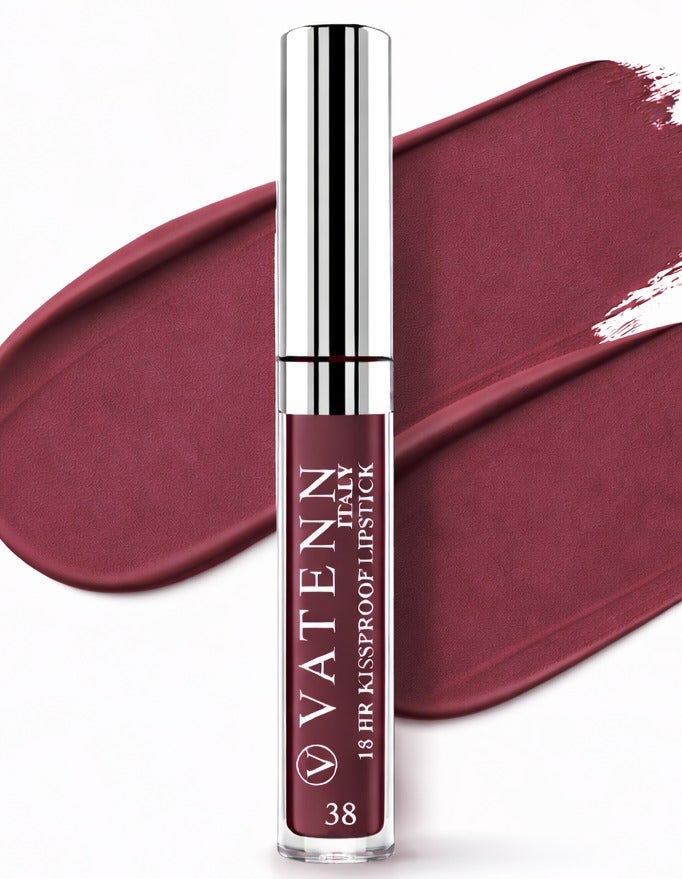 VATENN ITALY 18 Hr Kissproof Lipstick 38 Matte liquid lipstick, Lead-Free ,No Dry Feel, Weightless Feel, Vinyl Ink Kissproof /Lip Lingerie Transfer-Proof, All Day Wear. - Image 1